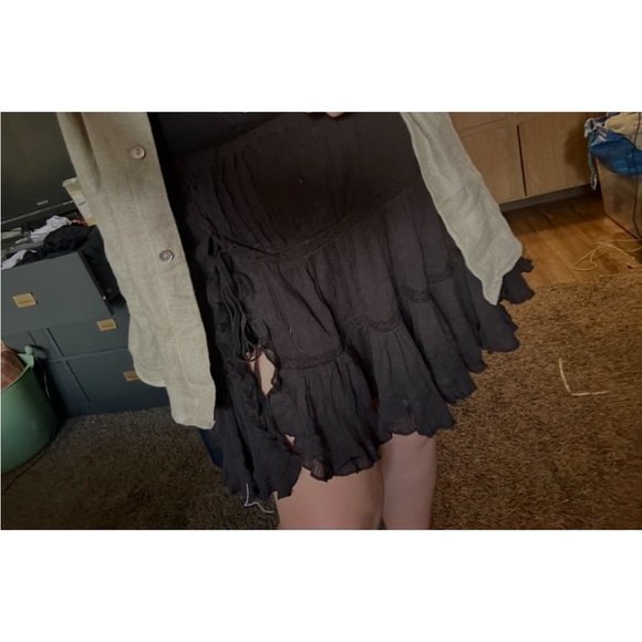 ASOS Black Mini Cotton Skirt Sz 12 Whimsigoth Fairy Grudge Soft Goth - Picture 13 of 14